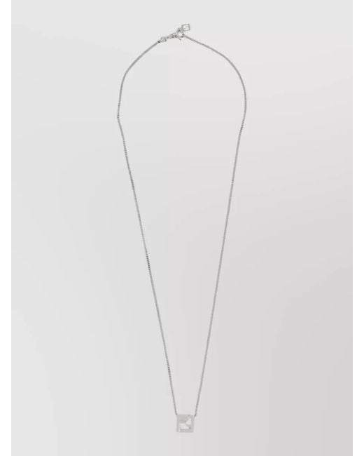 Fendi White Brass Pendant Necklace for men