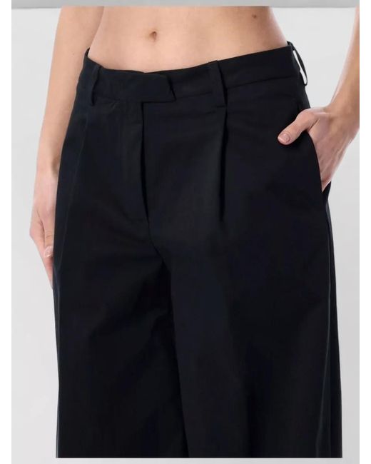 Thelatest Blue Cotton Pleated Wide-Leg Trousers