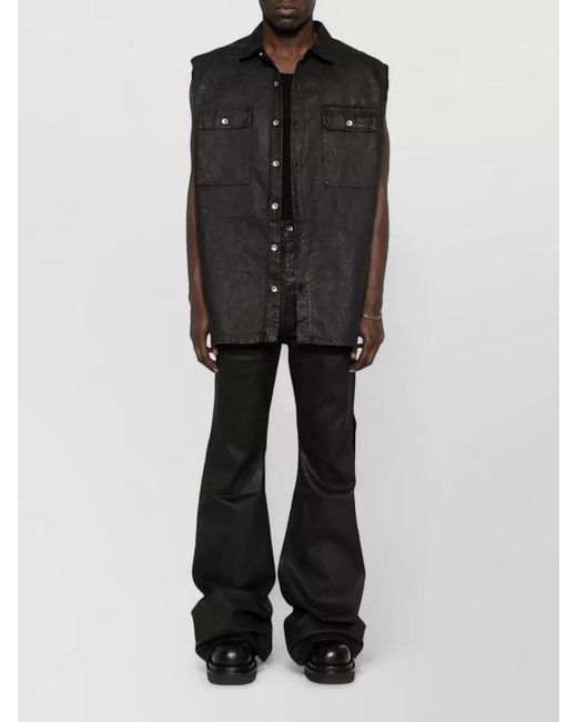 Rick Owens Black Fringed Cotton Shirt Jacket for men