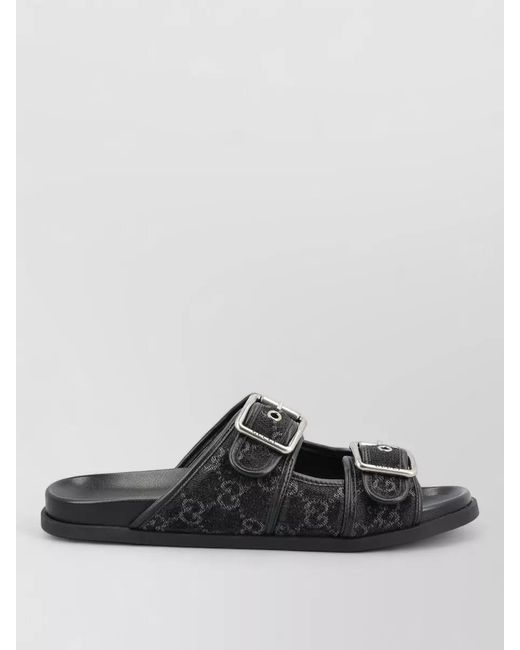 Gucci Black Rhein Slide Sandals Signature Gg Denim for men