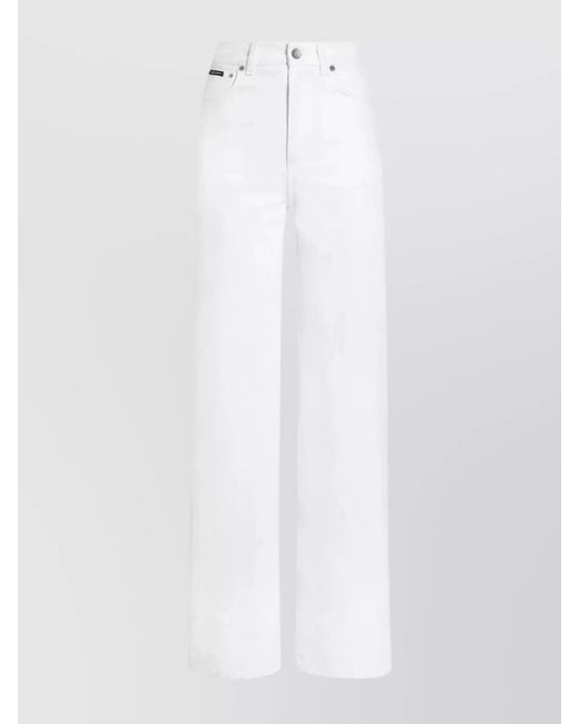 Dolce & Gabbana White Cotton Wide-Leg Trousers