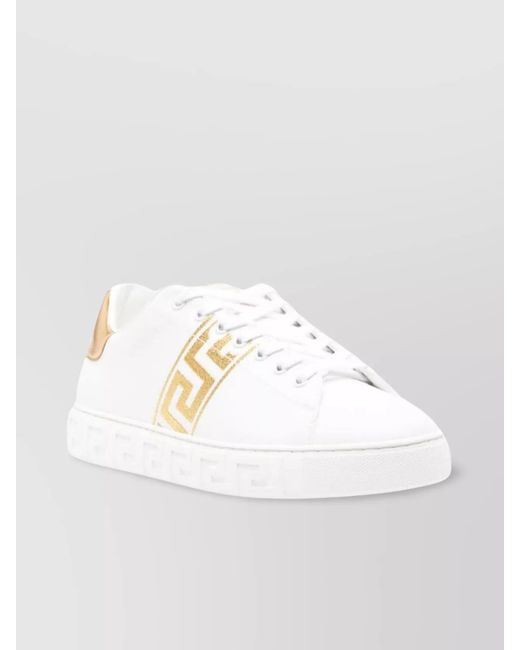 Versace White Leather Low-Top Sneakers for men