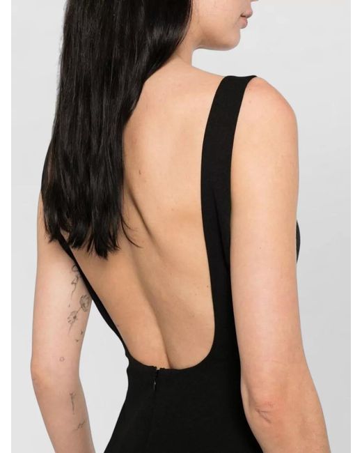 Solace London Black Aneila Backless Square Neck Maxi Dress