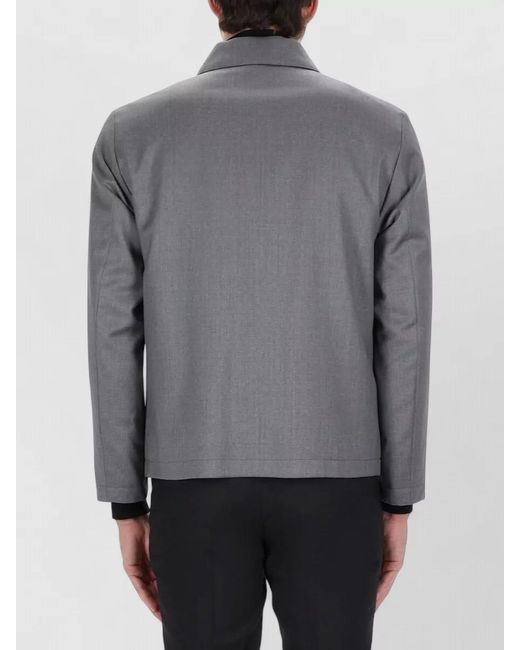 Boss Gray Virgin Wool Slim-Fit Lightweight Jacket for men