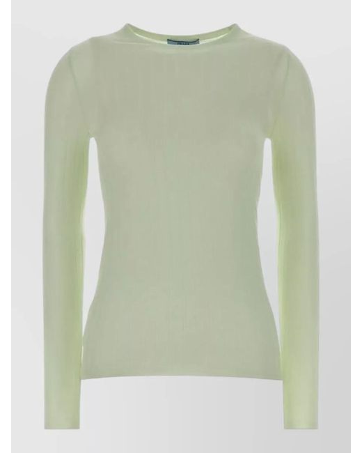 Prada Green Crew Neck Knit Sweater Long Sleeves
