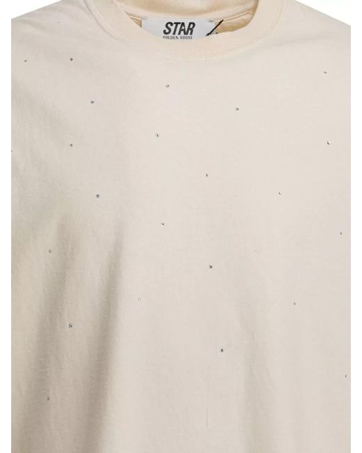 Golden Goose Deluxe Brand Natural Crystal-Embellished Relaxed-Fit Cotton T-Shirt for men