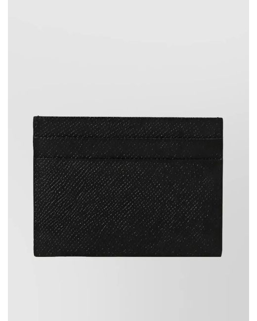 Dolce & Gabbana Black Pebbled Leather Card Holder for men