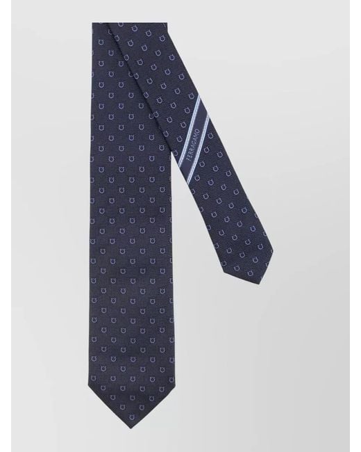 Ferragamo Blue Slim Bow Tie Standard Length Patterned for men