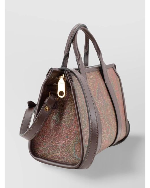 Etro Brown Mini Paisley Jacquard Handbag