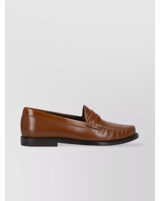 Céline Brown Round Toe Stitched Detailing Loafers for men