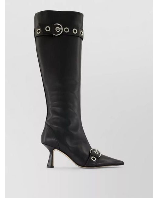 Aeyde Black Leather Knee-High Boots