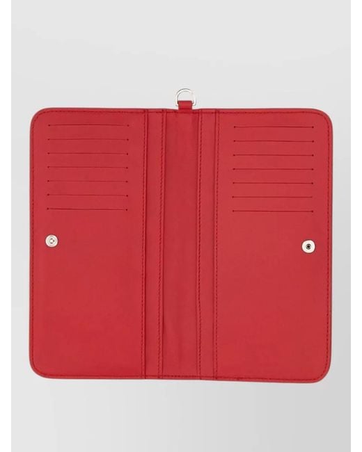 N°21 Red Compact Wallet Logo Metal Detail Zip Snap