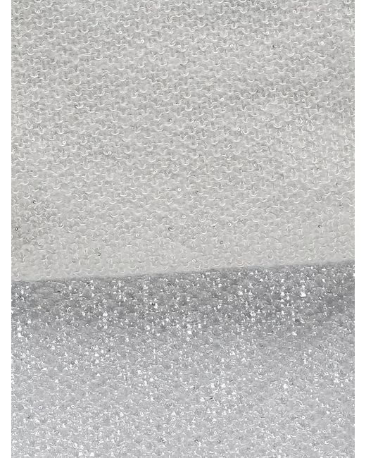 Fabiana Filippi Gray Rectangular Scarf Shaded Effect Knit Texture