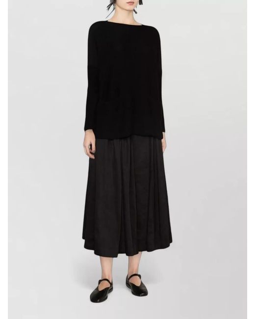 Daniela Gregis Black Cotton Boat Neck Long Sleeve Jumper