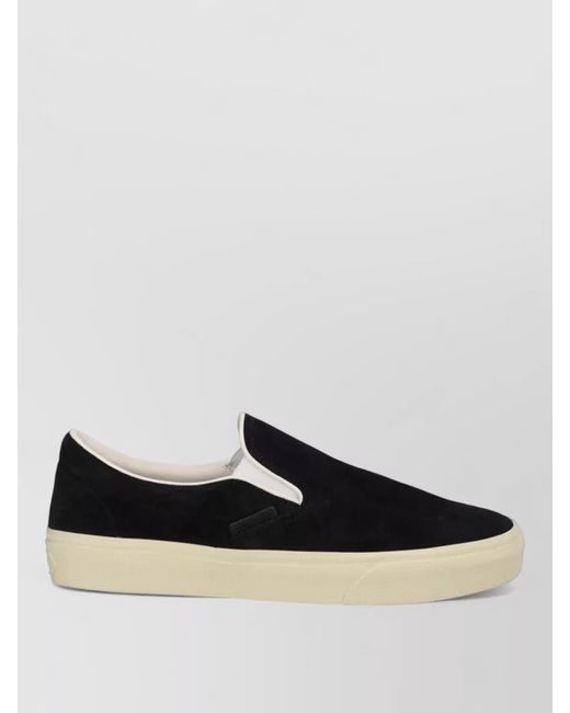 Tom Ford Black Leather Slip-On Sneakers for men