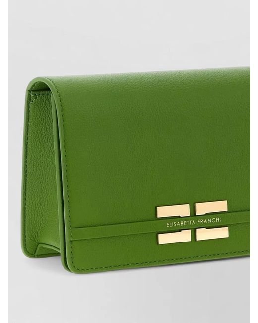 Elisabetta Franchi Green Logo-Strap Clutch Bag