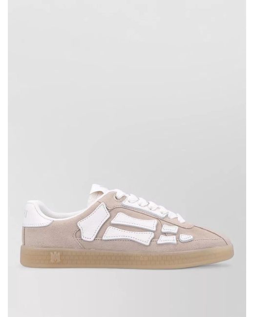 Amiri Pink Bones Pacific Leather Sneakers With Signature Appliqués