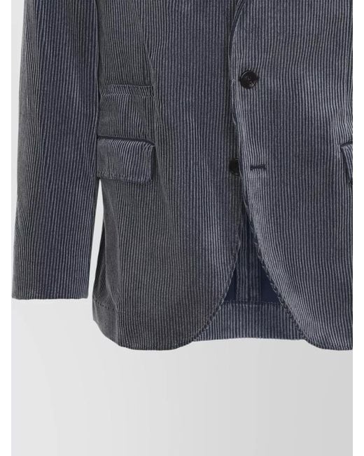 Brunello Cucinelli Gray Corduroy Tailored Suit Jacket Chest Pocket for men