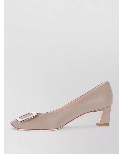 Roger Vivier Pink Pointed Toe Block Heel Smooth Finish Pumps