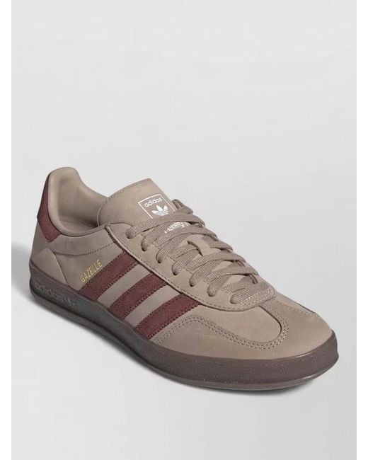 Adidas Originals Brown Stripe Detail Low Top Sneakers Rubber Sole for men