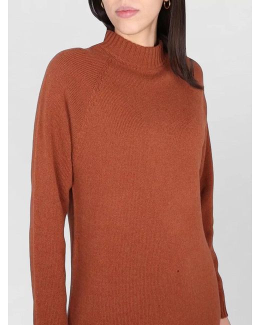Alysi Orange Knit Midi Dress High Neck Raglan Sleeves