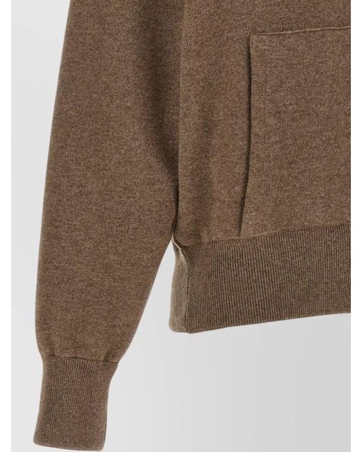 Agnona Brown Cashmere Wool Silk Hooded Zip Sweater