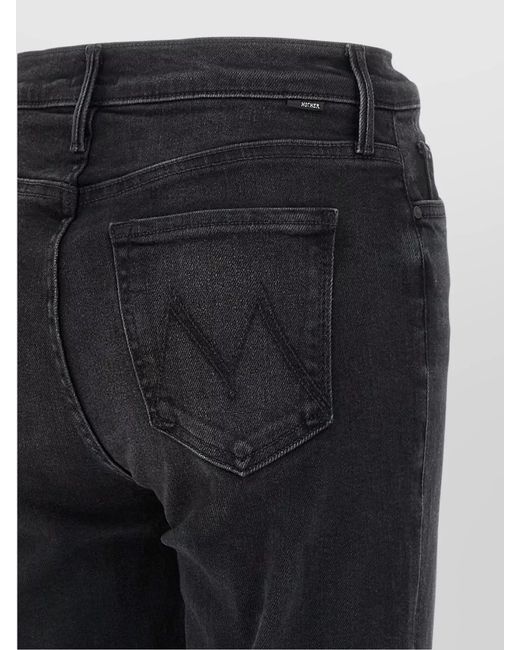 Mother Black High-Rise Straight-Leg Denim Trousers