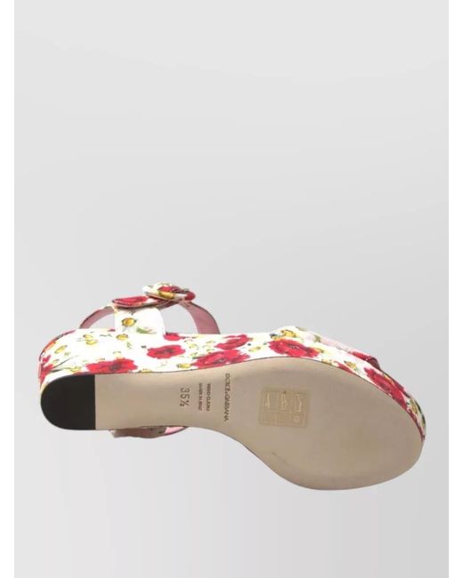 Dolce & Gabbana Pink Floral Print Wedge Sandals