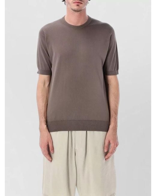 John Smedley Gray Sea Island Cotton Short Sleeve Knit T Shirt for men