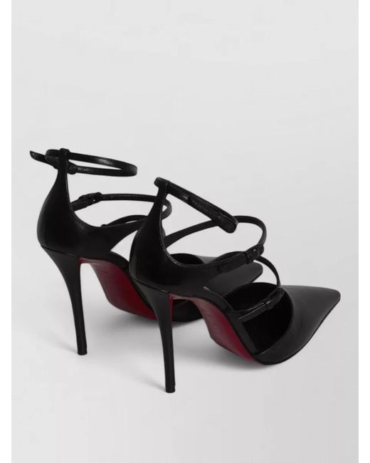 Christian Louboutin Black Milena Pumps Pointed Toe Stiletto Straps
