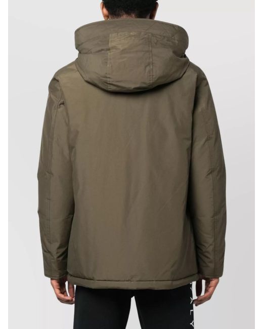 Woolrich Green Logo Parka Adjustable Drawstring for men