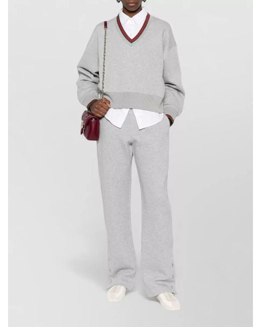 Gucci Gray Web Waistband Cotton Trousers Side Stripe