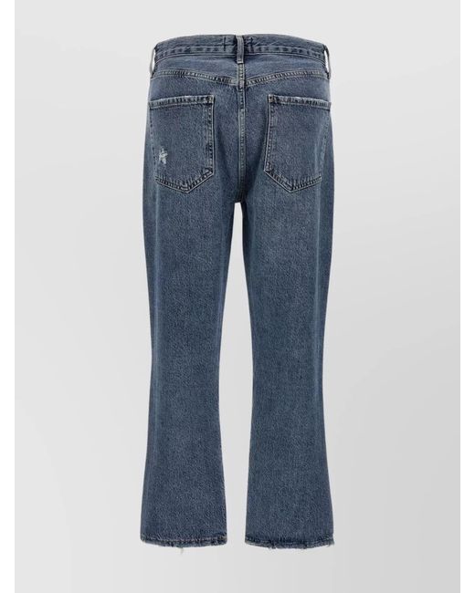 Agolde Blue Denim Cropped Straight-Leg Jeans