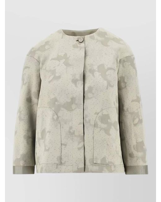 Emporio Armani Natural Tailored Blazer Camouflage Pattern Front Pockets