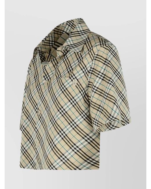 Burberry Multicolor Cropped Checked Cotton Short-Sleeve Shirt