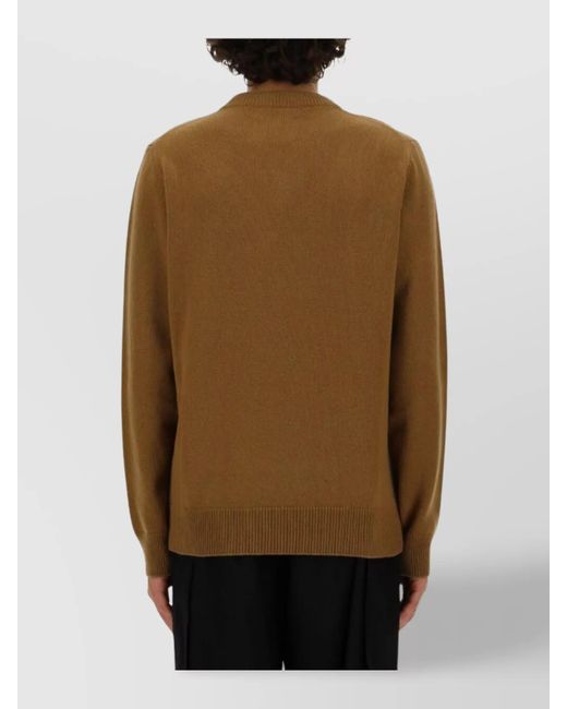 Jil Sander Brown V-Neck Sweater for men