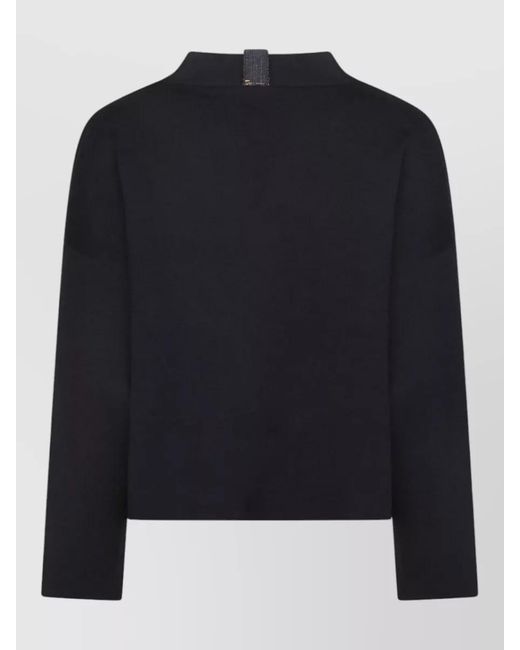 Fabiana Filippi Black V Neck Cropped Knitwear Long Sleeves Buttons