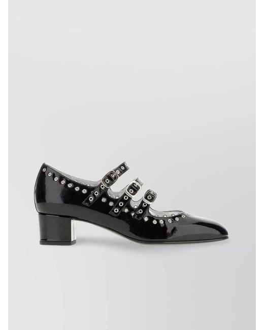 CAREL PARIS Black Leather Round-Toe Pumps
