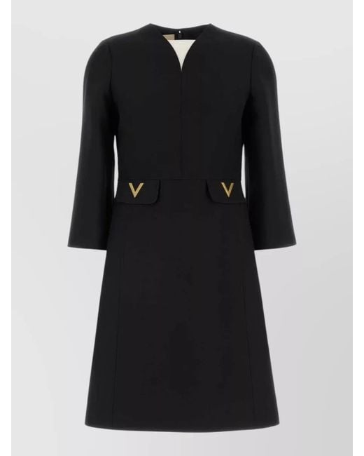 Valentino Garavani Black Silk Knee-Length Dress