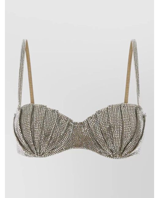 GIUSEPPE DI MORABITO Gray Stretch Nylon Bra Adjustable Embellished Straps