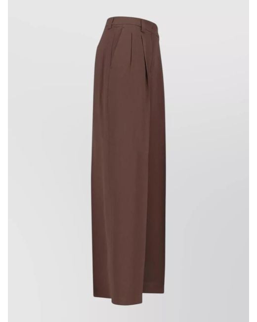 Incotex Brown Straight Trousers Belt Loops Pleated Design