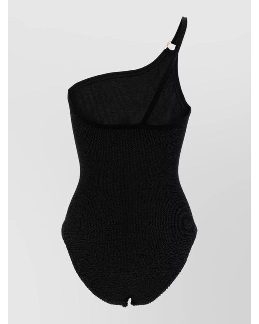 Hunza G Black Clara Swimsuit One Shoulder Hardware