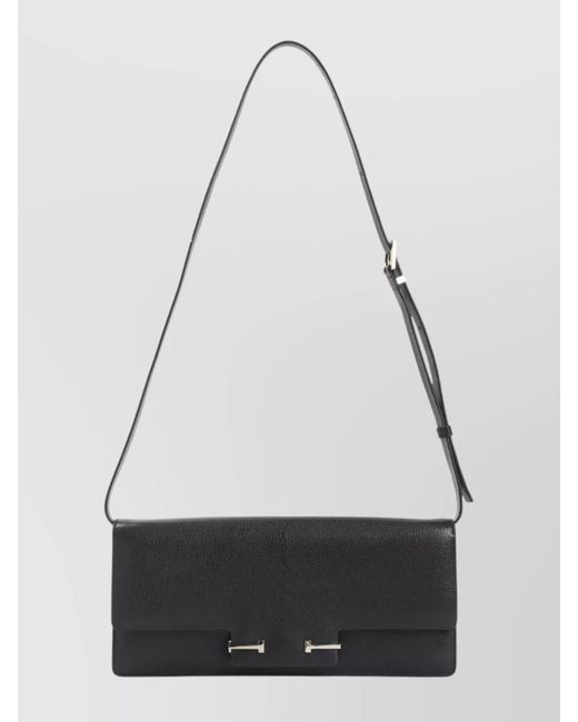 Tom Ford Black Textured Shoulder Bag Adjustable Strap Metal Hardware