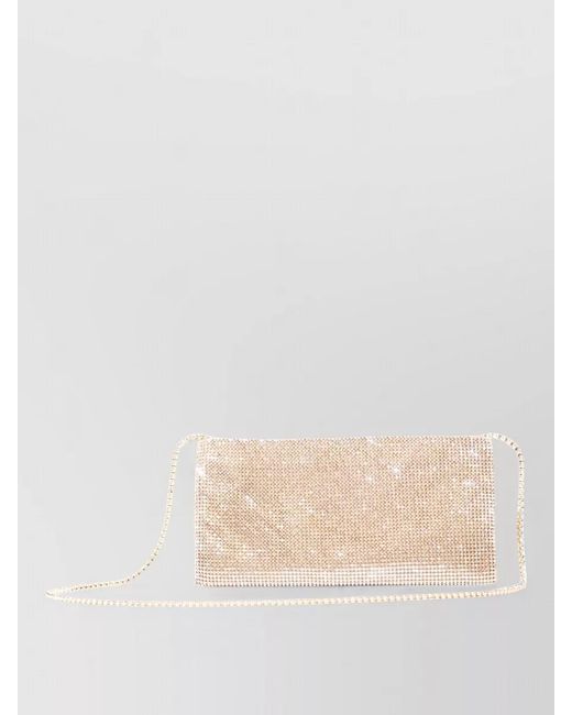 Benedetta Bruzziches Natural Petite Crossbody Bag Rhinestone Chain Strap