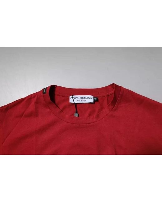 Dolce & Gabbana Red Cotton Crew Neck Short-Sleeve T-Shirt for men