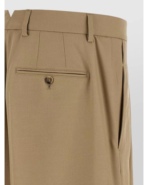 AMI Natural Wool Bermuda Shorts Belt Loops Pleats for men