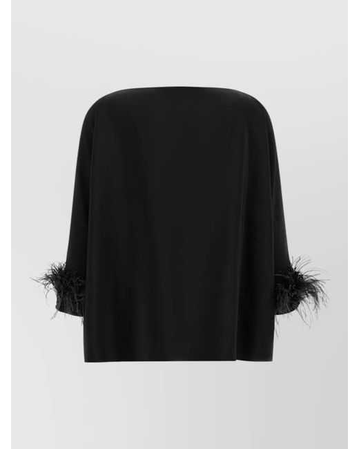 Gianluca Capannolo Black Laura Blouse Feather Detail Long Sleeve