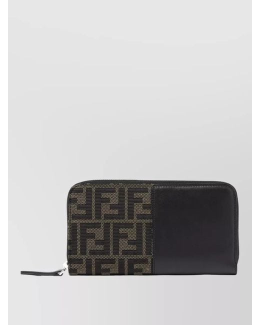 Fendi Black Ff Zucca Zip Around Long Wallet for men
