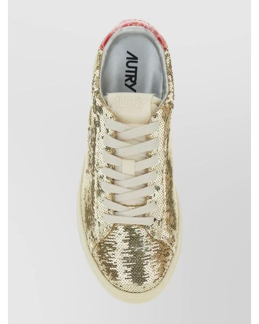 Autry Metallic Embellished Low Top Lace-Up Sneakers