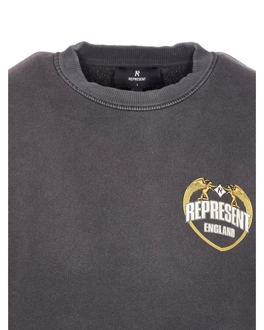 Represent Gray Cotton Boxy Fit Printed Distressed Sweatshirt for men